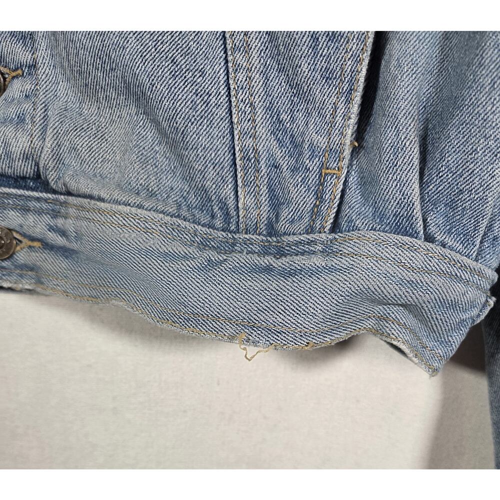 Vintage 90s YES Clothing Co Aztec Denim Trucker Jacket - Boxy Cropped L/XL - Picture 4 of 16